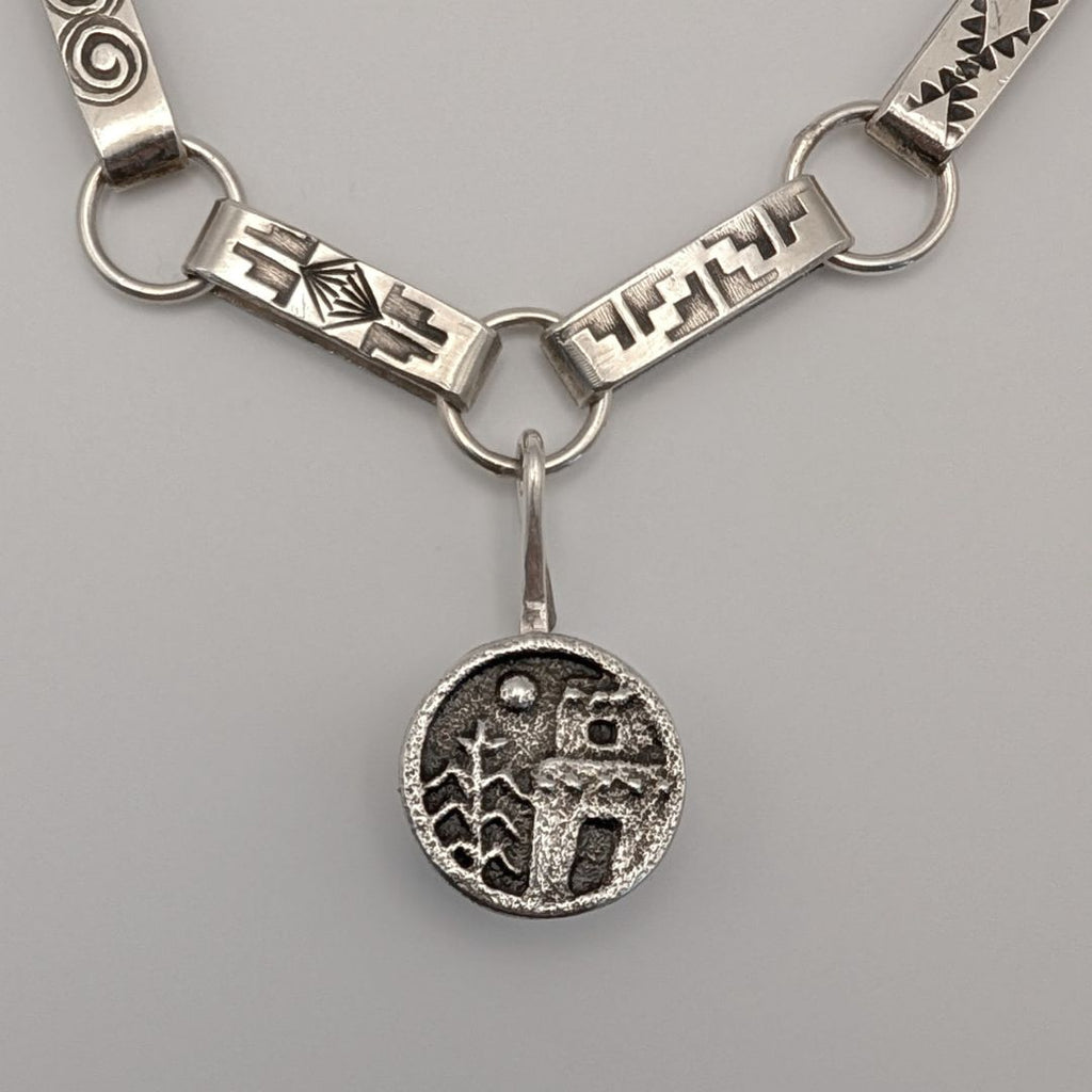 "Adobe Abundance" Sterling Silver Charm Pendant with Turquoise