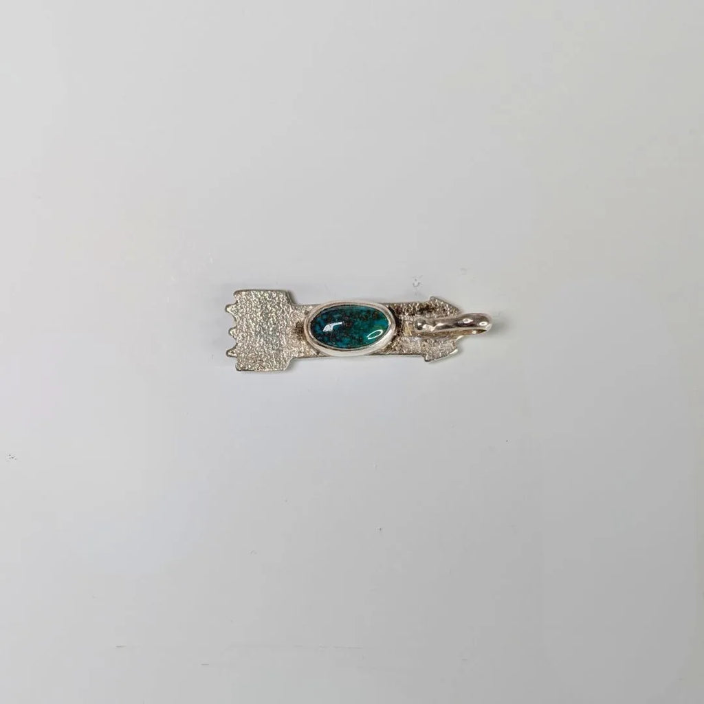 "Arrow Trio" Sterling Silver Charm Pendant with Turquoise. Back view