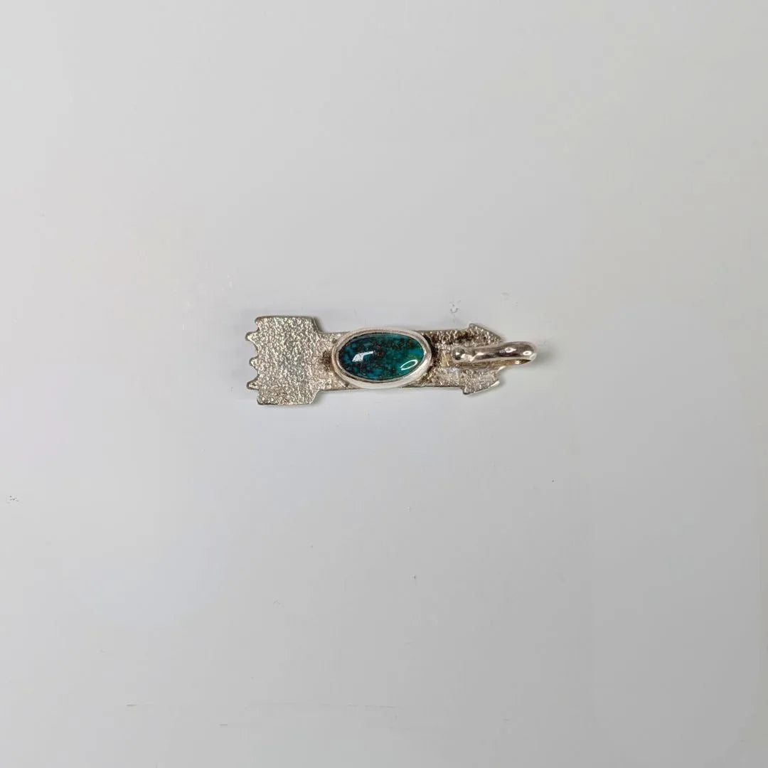 "Arrow Trio" Sterling Silver Charm Pendant with Turquoise. Back view