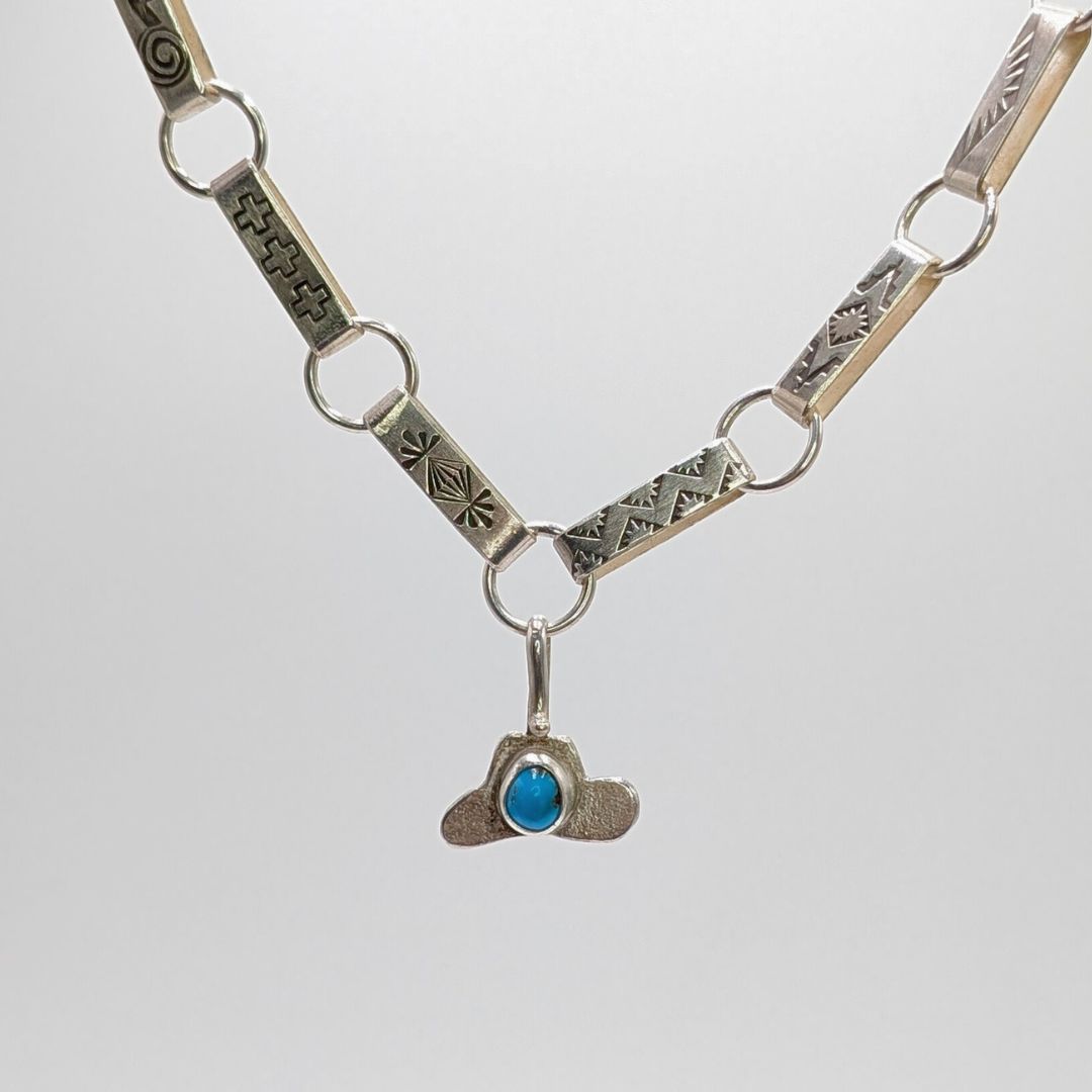 "Cowboy" Charm Pendant with Turquoise