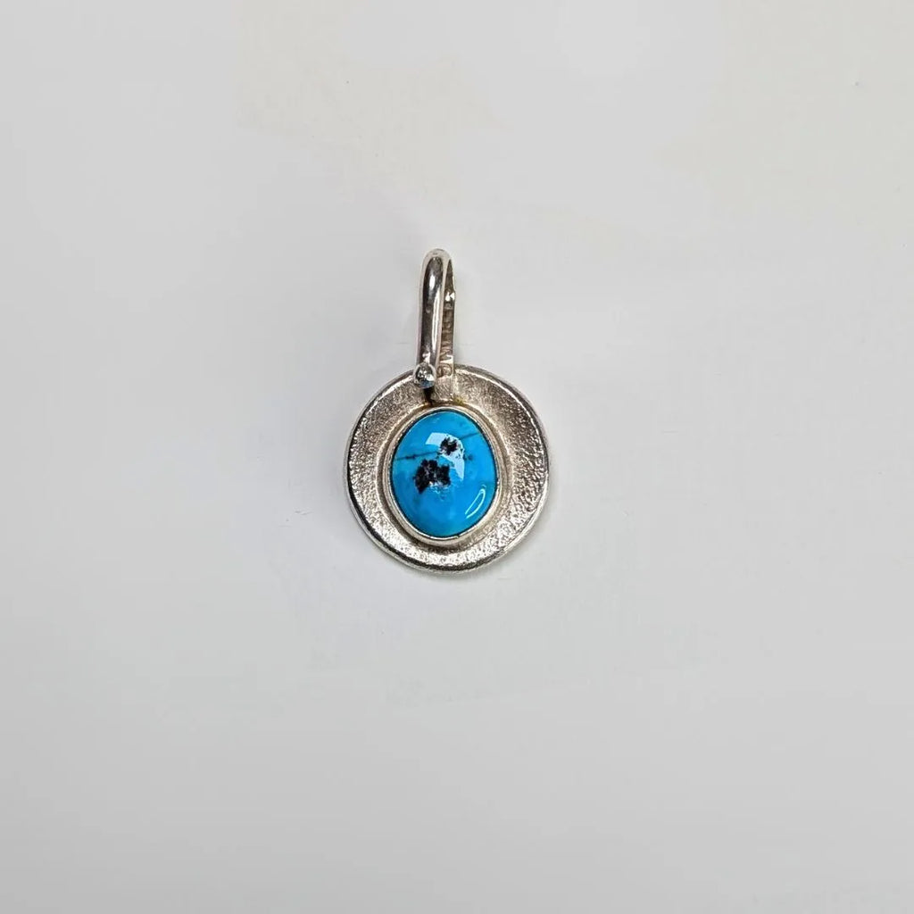 "Desert Night" Sterling Silver Charm Pendant with Turquoise image 2