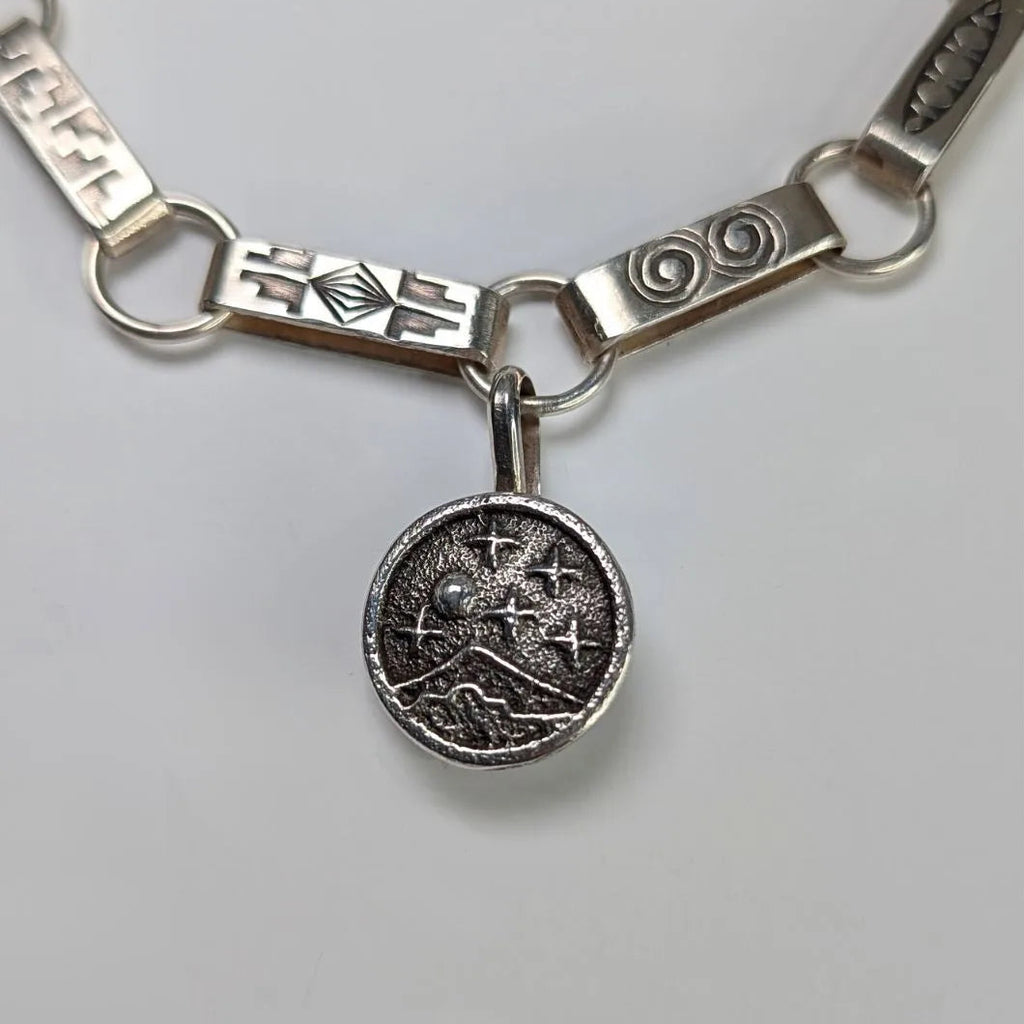 "Desert Night" Sterling Silver Charm Pendant with Turquoise image 4