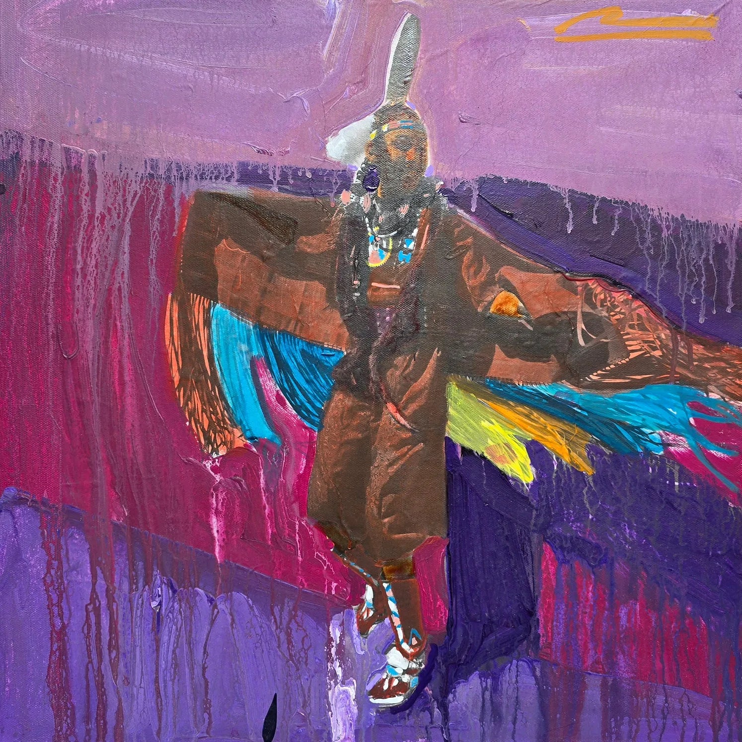 Fancy Shawl Dance painting by Mateo Romero. Front view