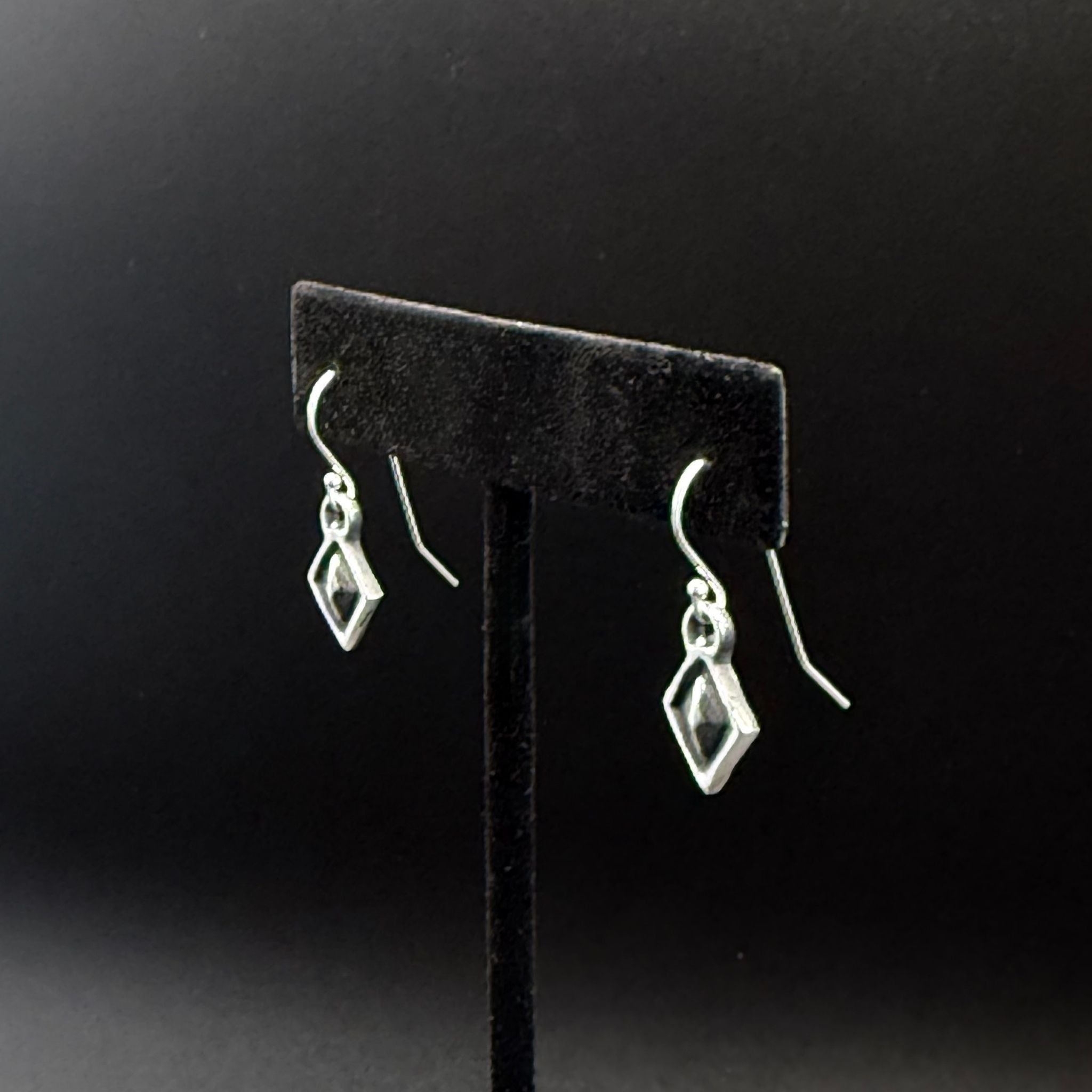 Sterling Silver Geometric Diamond Earrings