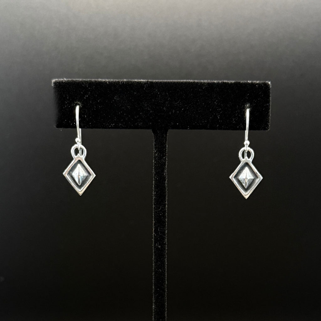 Sterling Silver Geometric Diamond Earrings