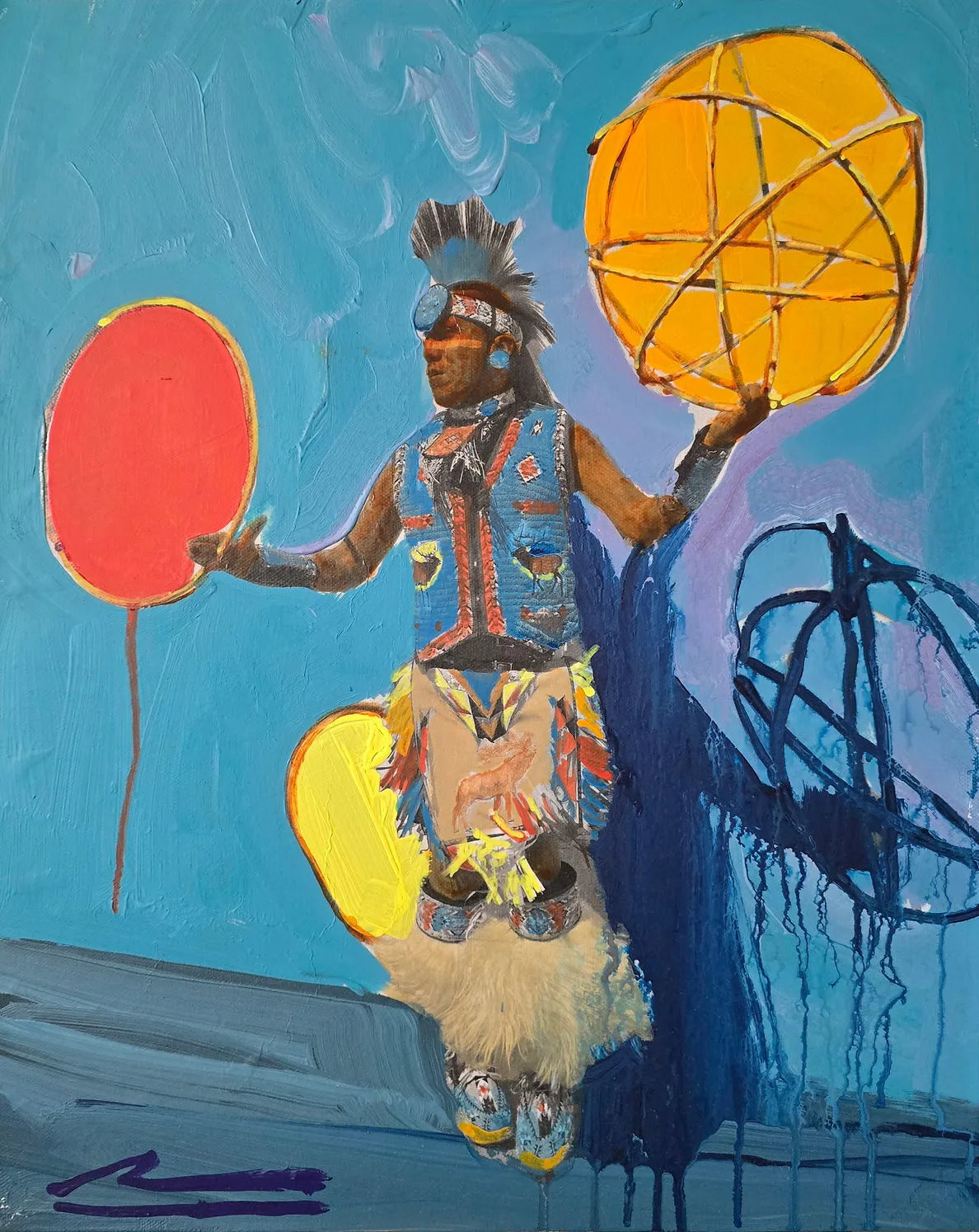 Hoop Dancer painting by Mateo Romero. Front view