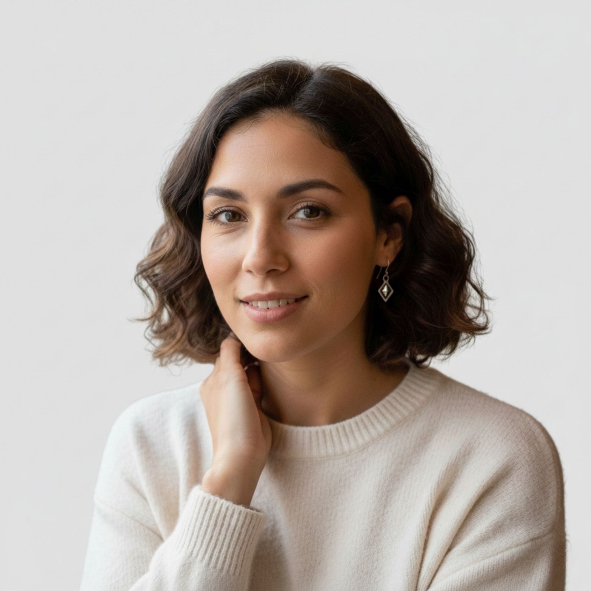 Sterling Silver Geometric Diamond Earrings