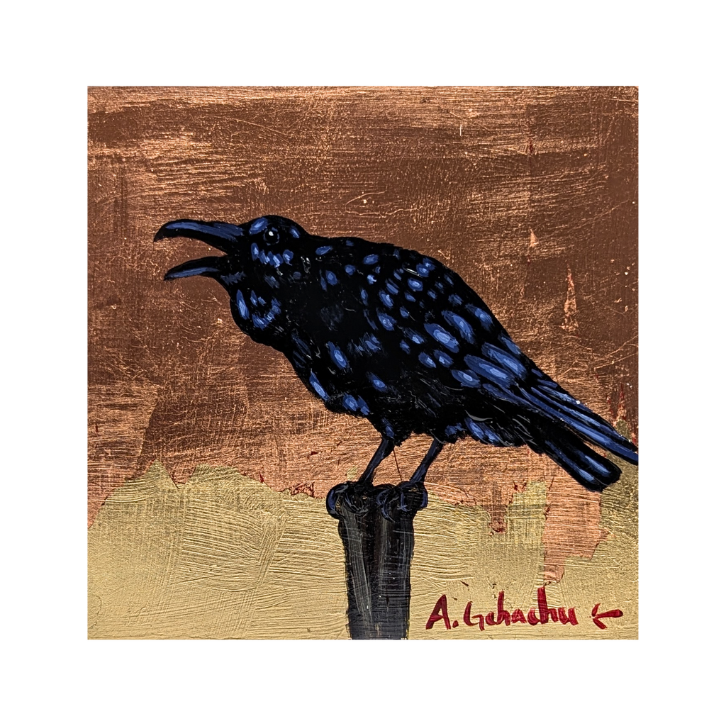 Talkative Raven by Zuni Pueblo artist Anthony Gchachu