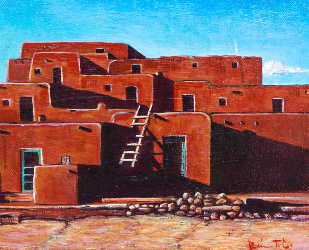 "Pueblo Shadows" Original Painting by Brian Taaffe-Cordova image 0