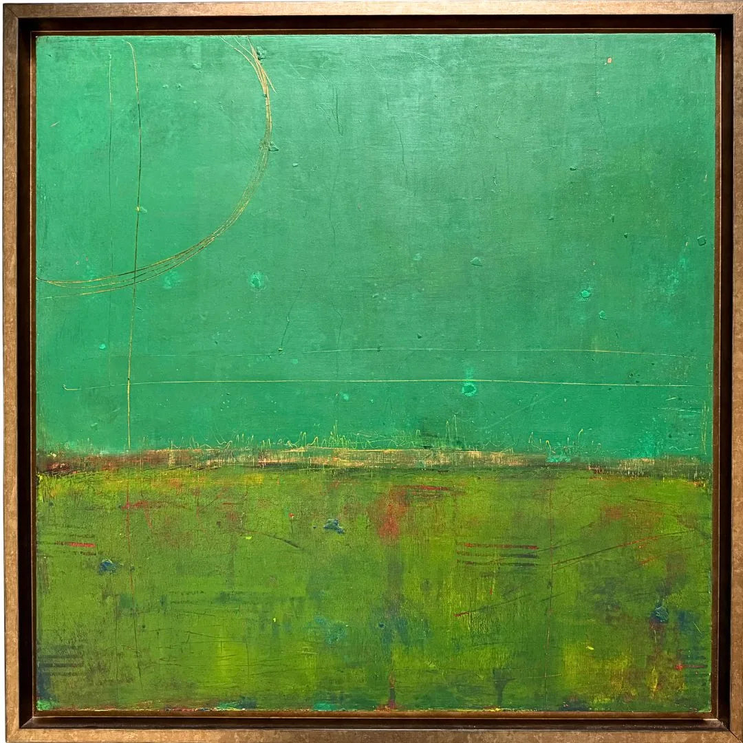 "Prairie Moon" painting by Carly Treece. Front view with frame